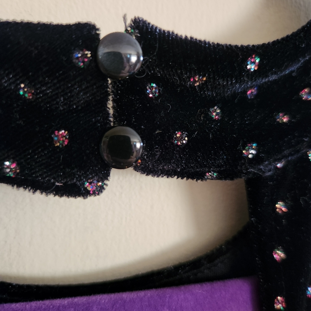 Candies Knee Length Dress Black Velvet Sparkle Small - Picture 4 of 5